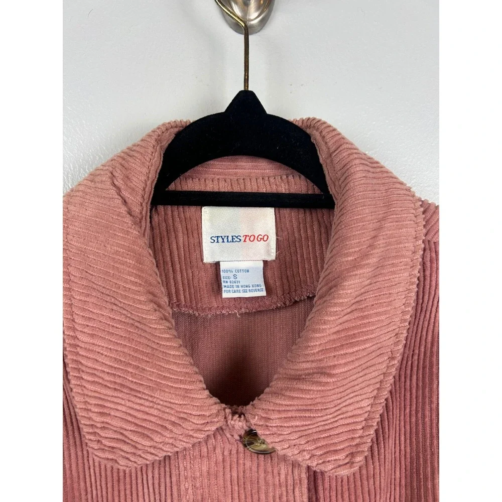 Vintage Styles To Go Pink Corduroy Belted Jacket Coat Small Button Up‎ Coquette